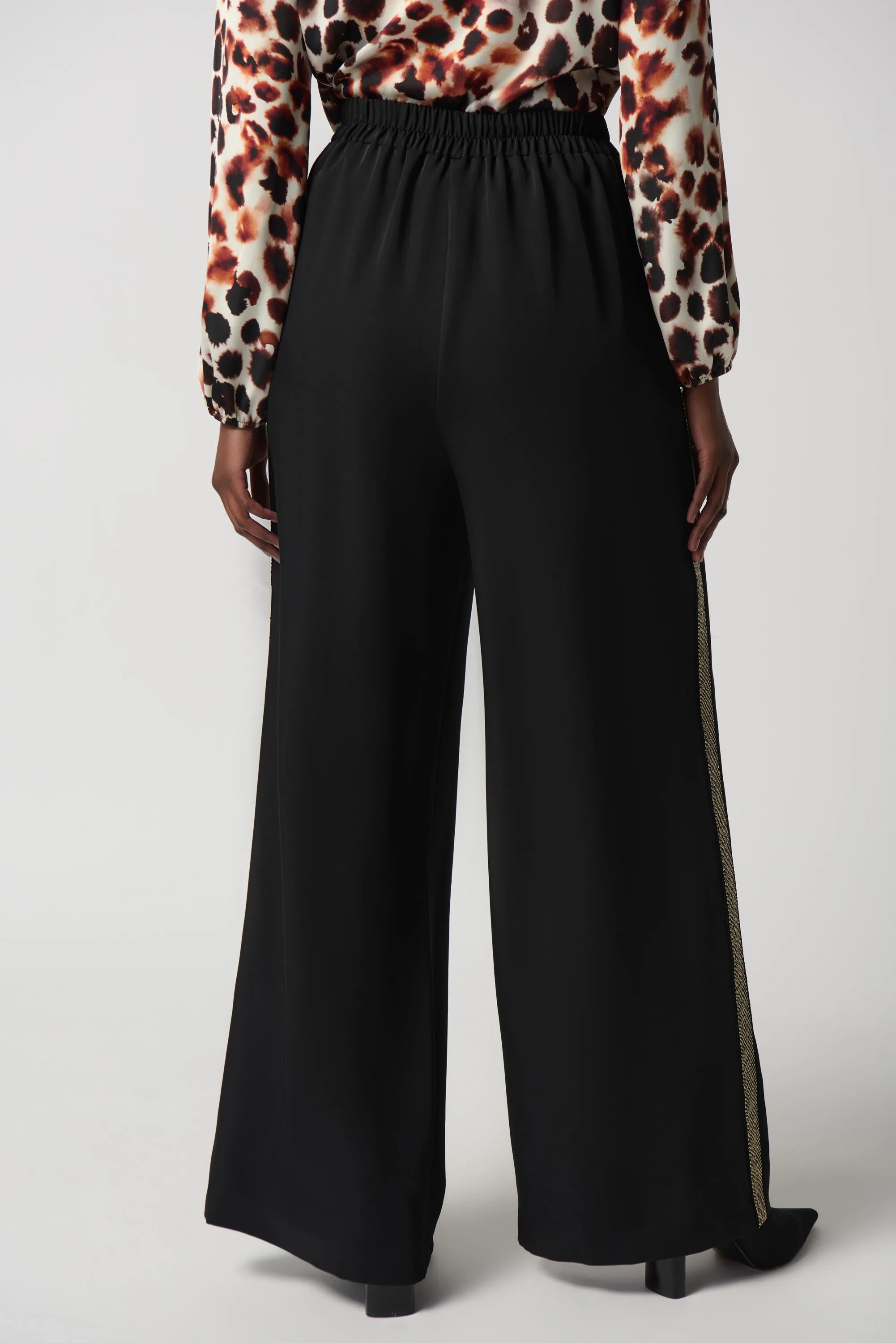 Joseph Ribkoff - 234073 Wide Leg Pant with Lurex Trim