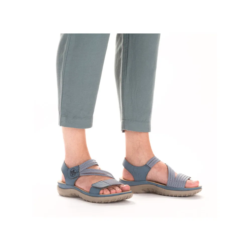 Ladies Rieker Sandals Denim Navy Hook & Loop Straps 64870-14 sale