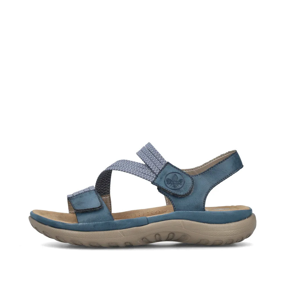 Ladies Rieker Sandals Denim Navy Hook & Loop Straps 64870-14 sale