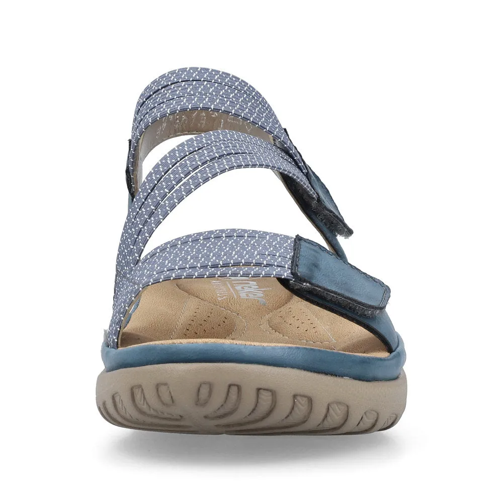 Ladies Rieker Sandals Denim Navy Hook & Loop Straps 64870-14 sale