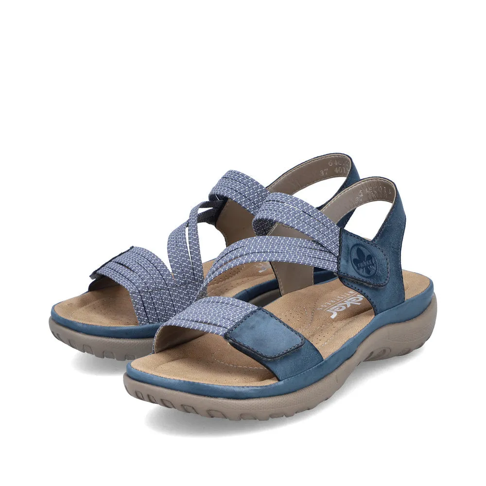 Ladies Rieker Sandals Denim Navy Hook & Loop Straps 64870-14 sale