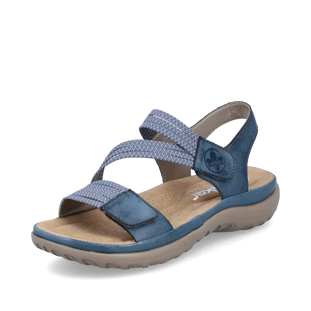 Ladies Rieker Sandals Denim Navy Hook & Loop Straps 64870-14 sale