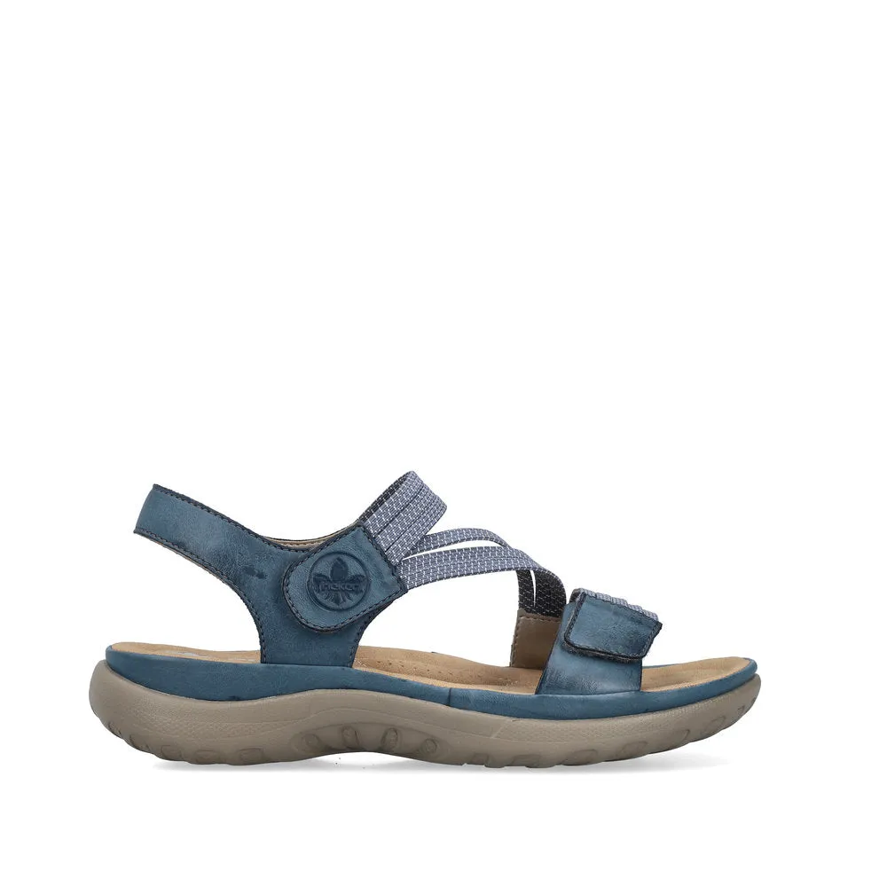 Ladies Rieker Sandals Denim Navy Hook & Loop Straps 64870-14 sale