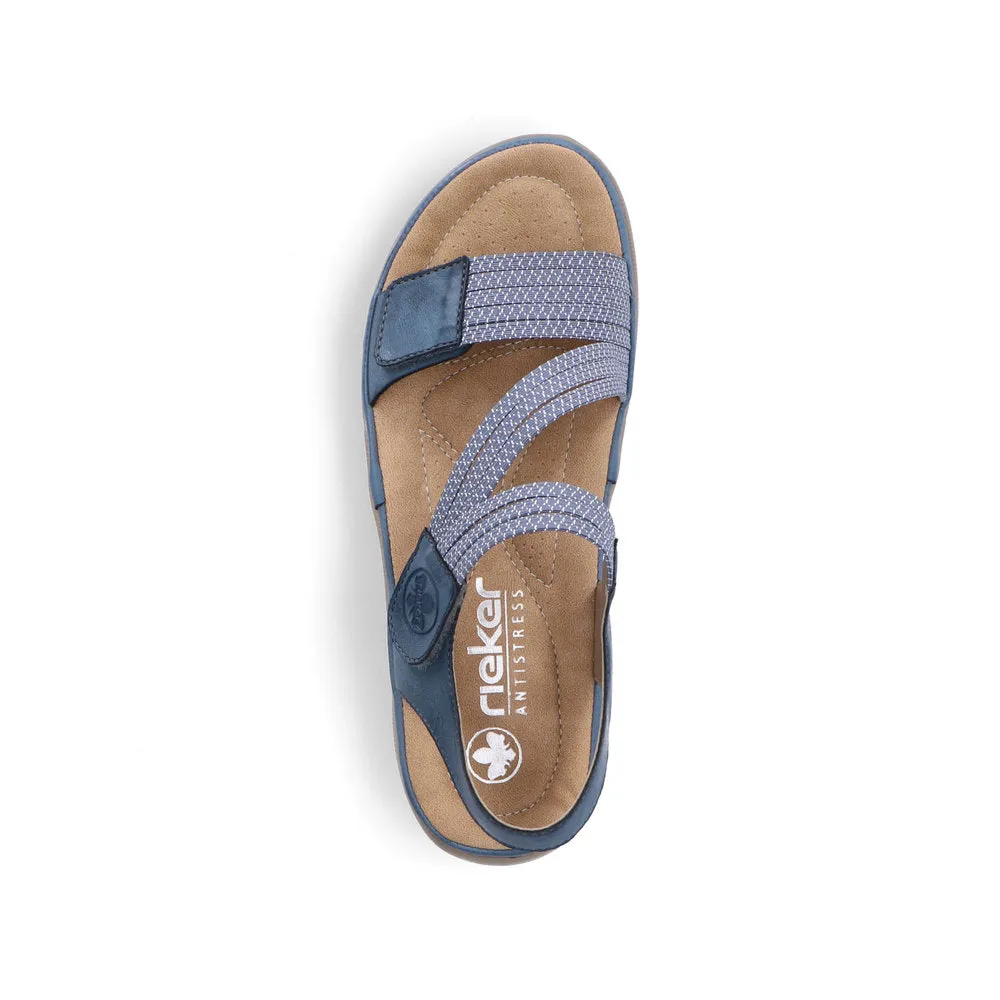 Ladies Rieker Sandals Denim Navy Hook & Loop Straps 64870-14 sale