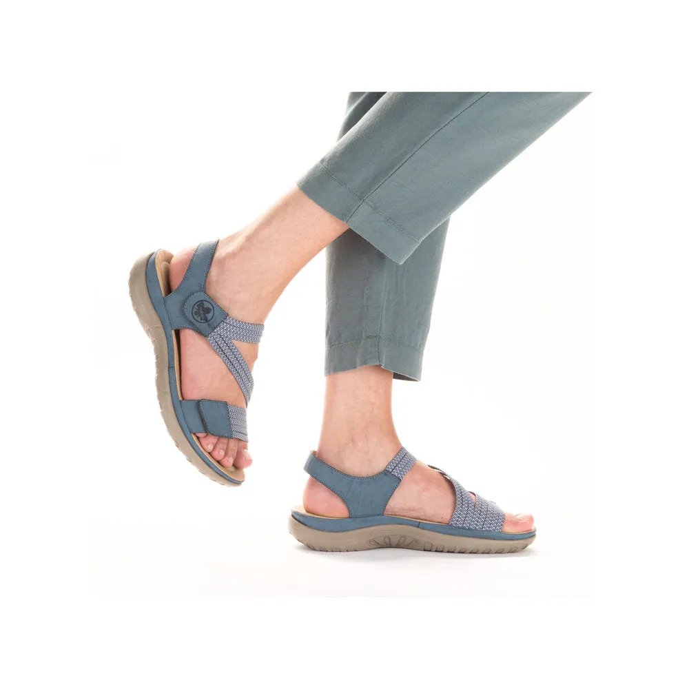 Ladies Rieker Sandals Denim Navy Hook & Loop Straps 64870-14 sale