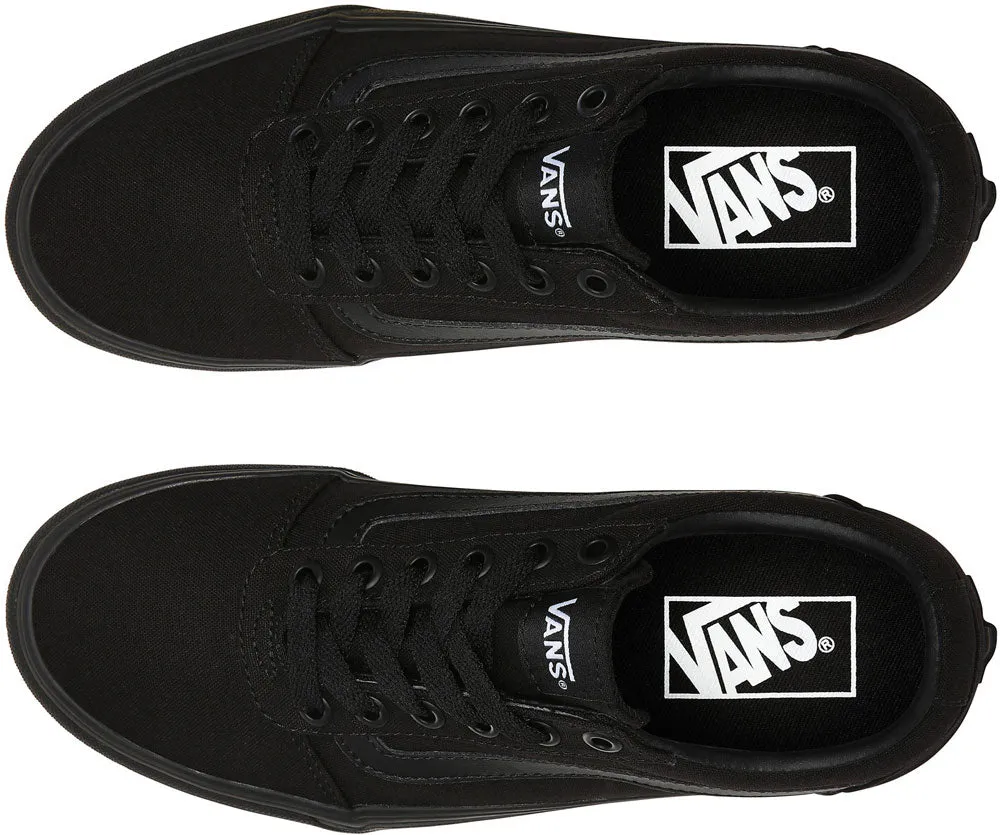 Ladies Vans Platform All Black Vans Ward Old Skool Styling School Shoes