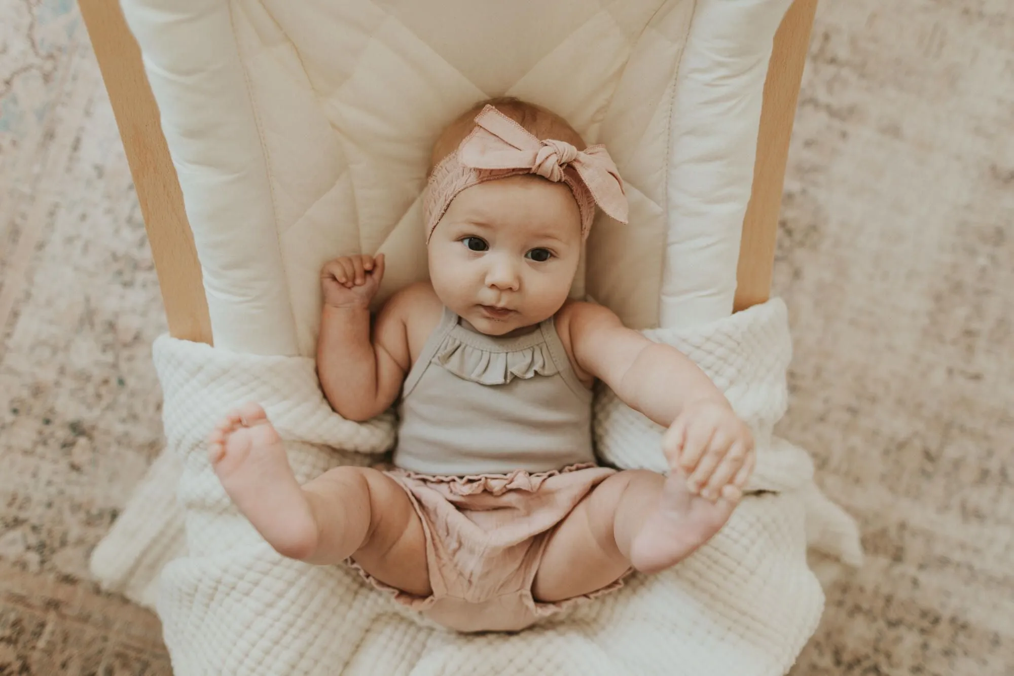 Light Grey Ruffle Criss-cross Bodysuit