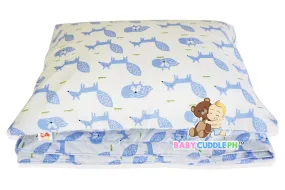 Little Fox in White Blue -  Babycuddleph Toddlers kit (Pillow & Blanket)