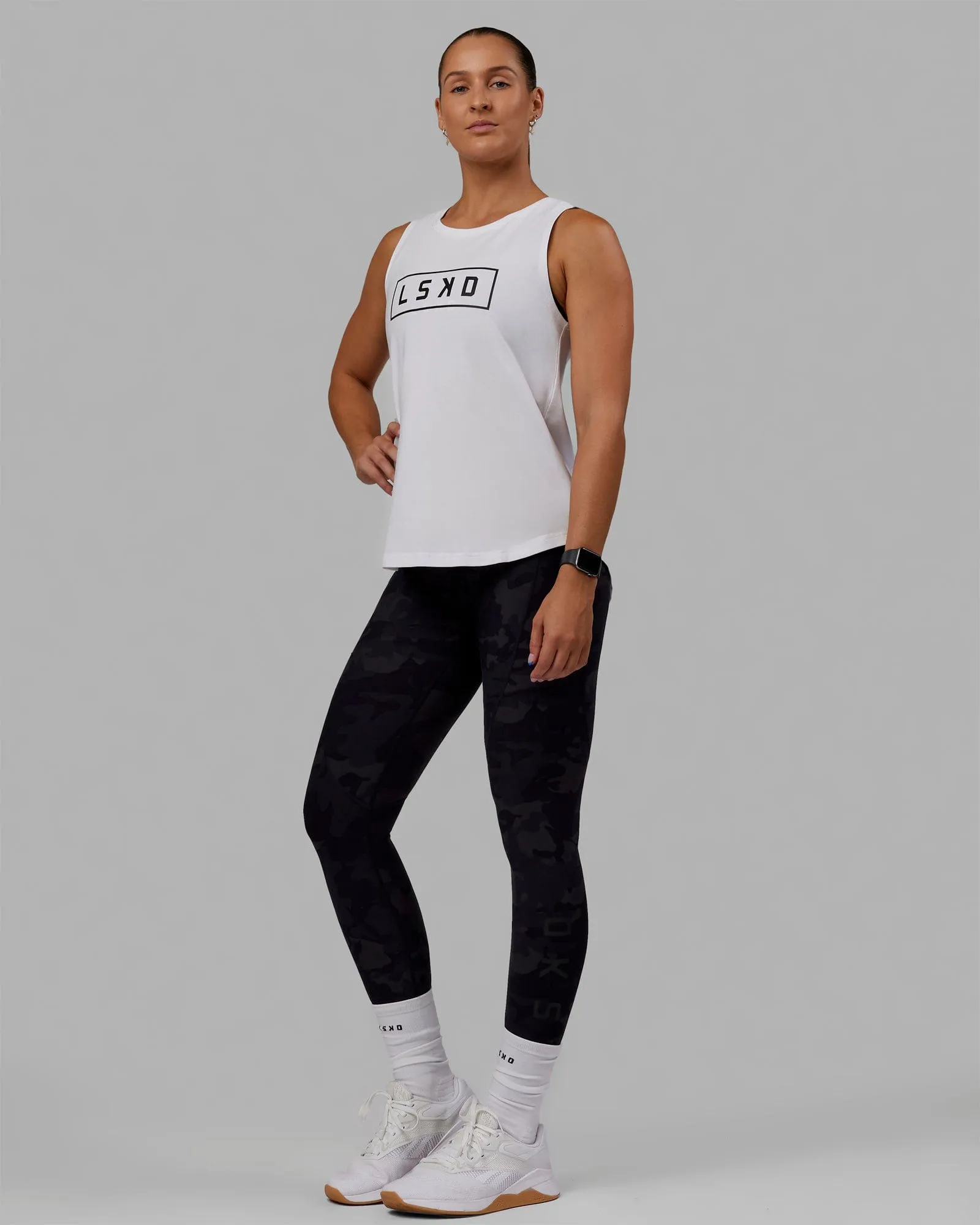 Luna FLXCotton Longline Tank - White-Black