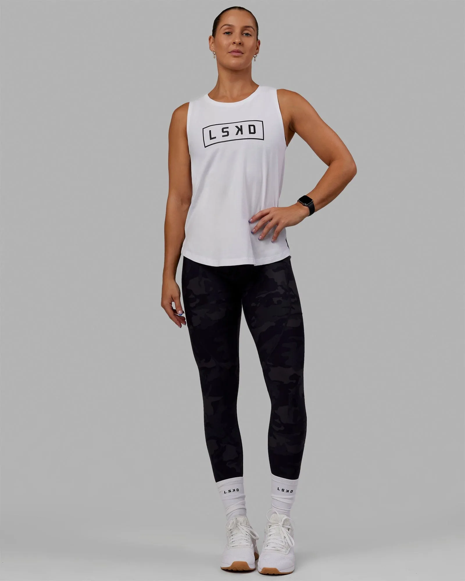 Luna FLXCotton Longline Tank - White-Black