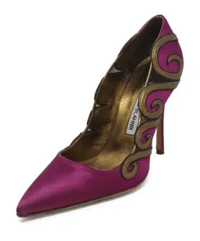 Manolo Blahnik Fuchsia & Bronze Heels sz 6.5