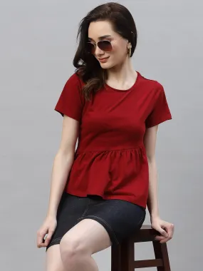 Maroon Peplum Top