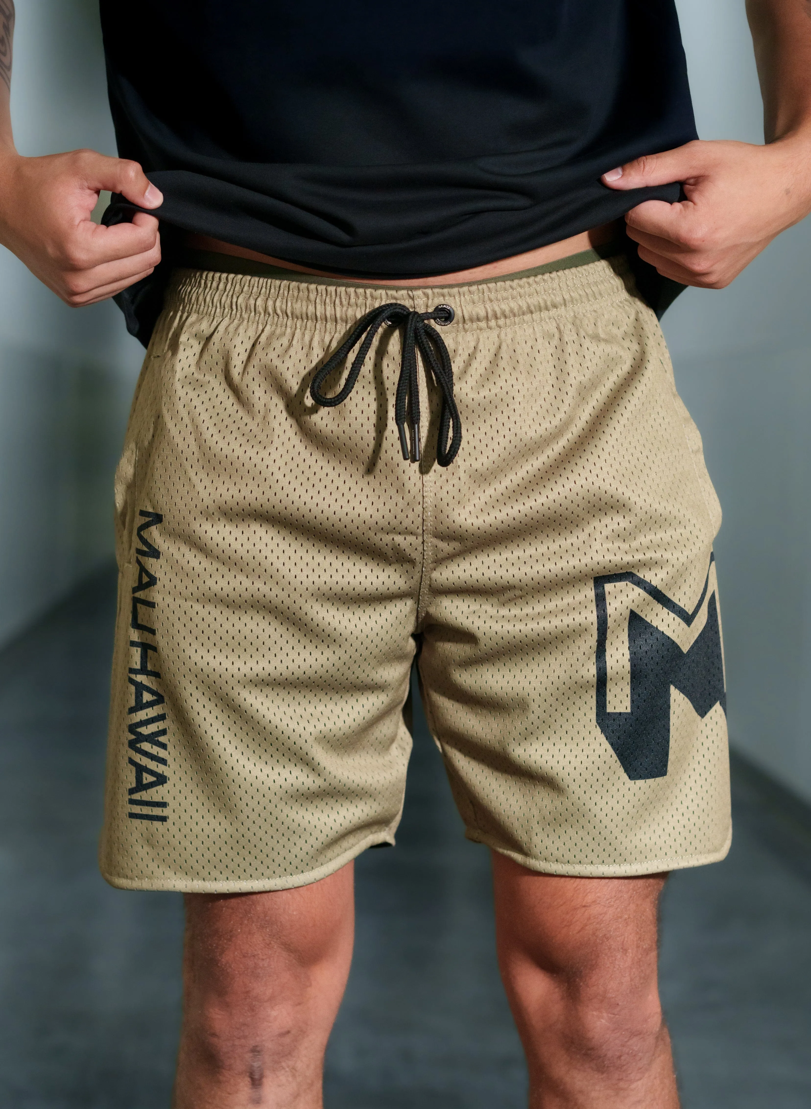 MAU TAUPE & BLACK MESH SHORTS