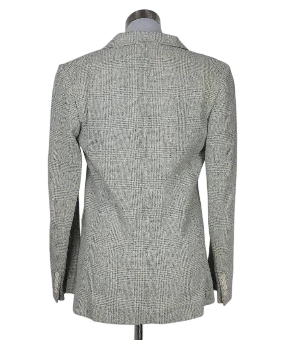 Max Mara Beige & Blue Houndstooth Jacket sz 6