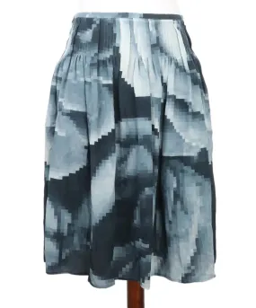 Max Mara Navy Print Silk Skirt sz 8