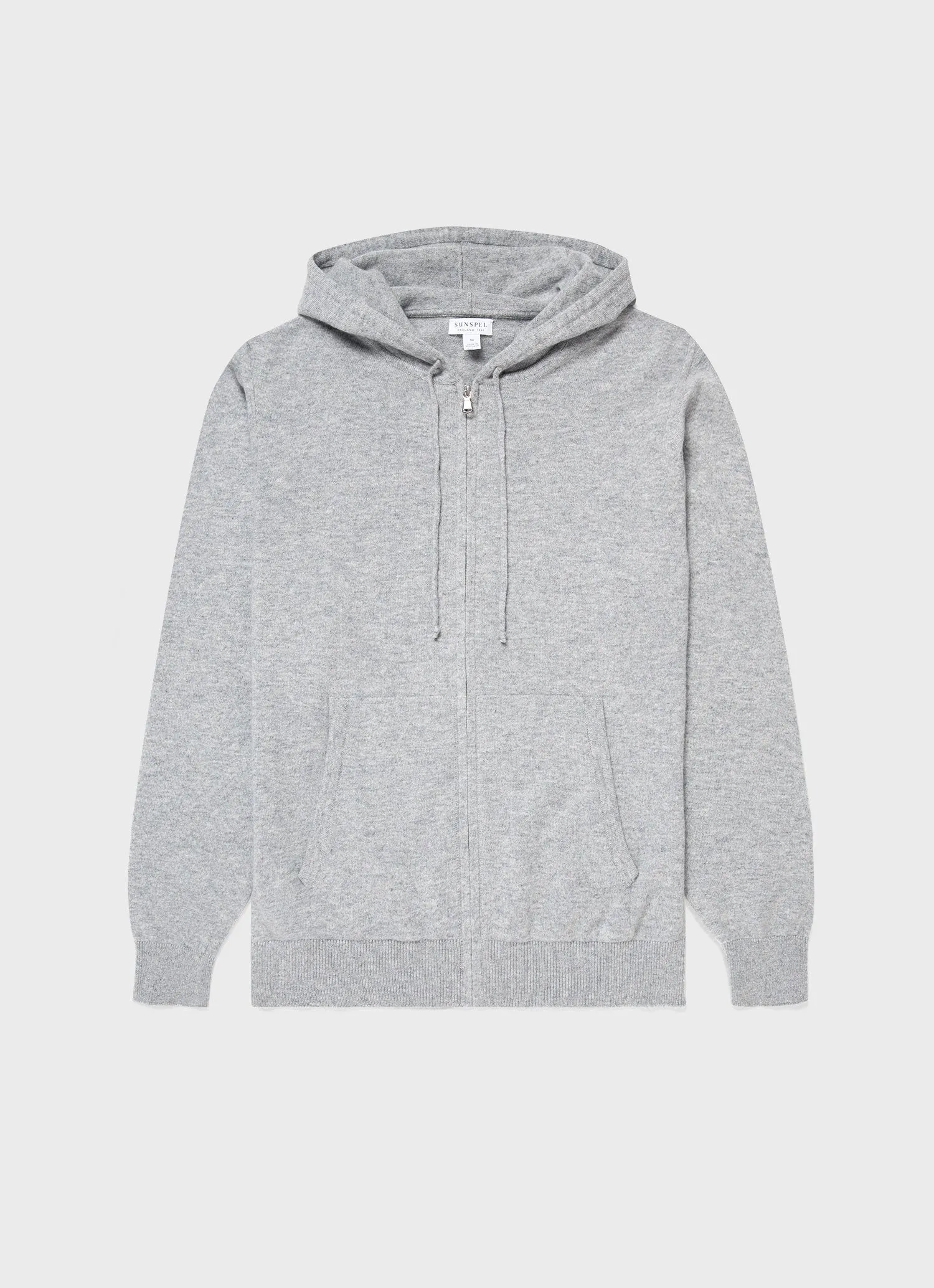 Men's Cashmere Zip Hoodie in Grey Melange