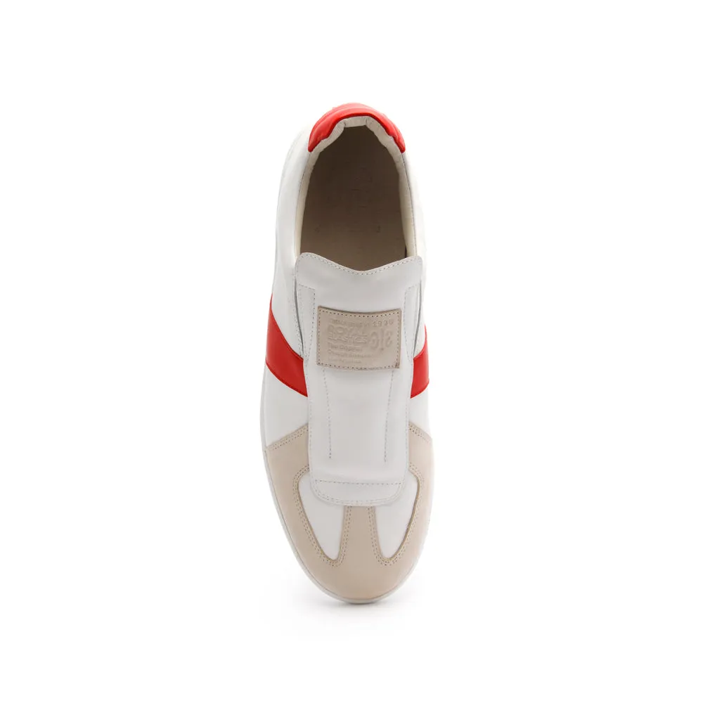 Men's Smooth White Red Leather Low Tops 01591-001