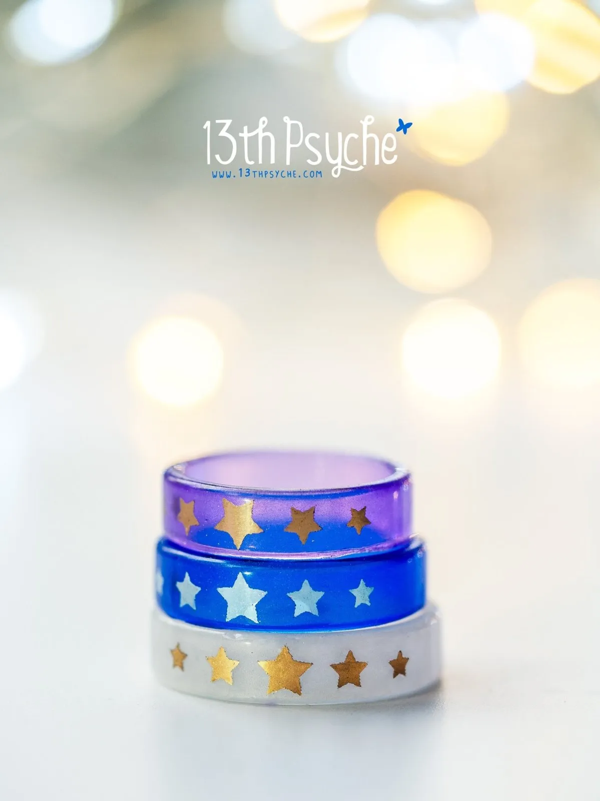 Metallic stars resin ring