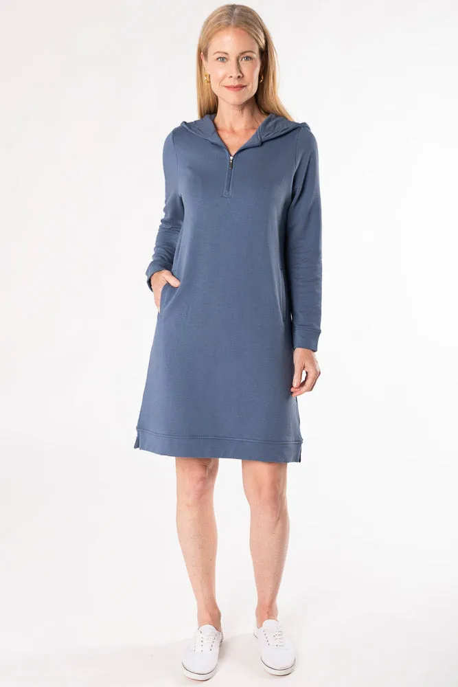 Mina Bamboo Hoodie Dress - Slate Blue