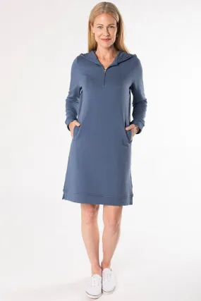 Mina Bamboo Hoodie Dress - Slate Blue