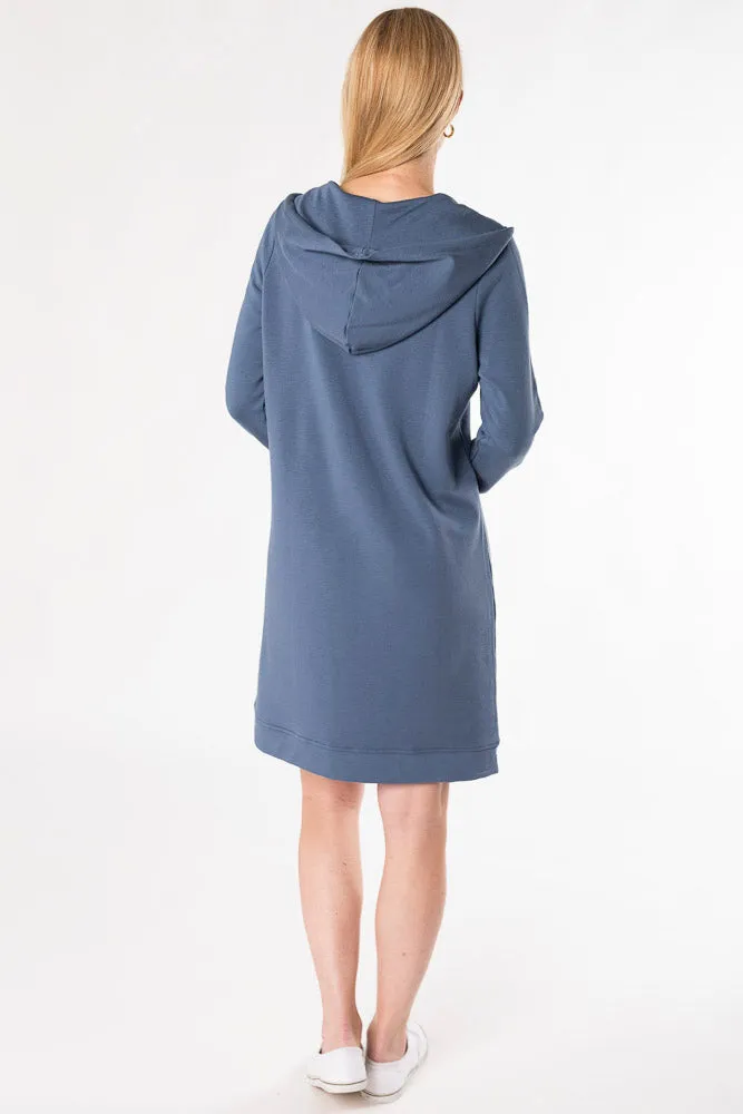 Mina Bamboo Hoodie Dress - Slate Blue