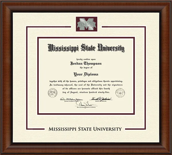 Mississippi State Embossed Spirit Medallion Diploma Frame