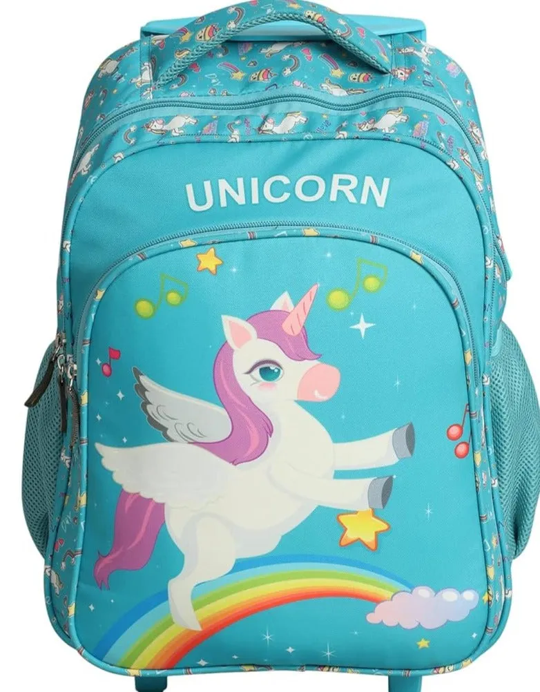 Novex Brand Unicorn Backpack with Trolly  (Sky Blue)