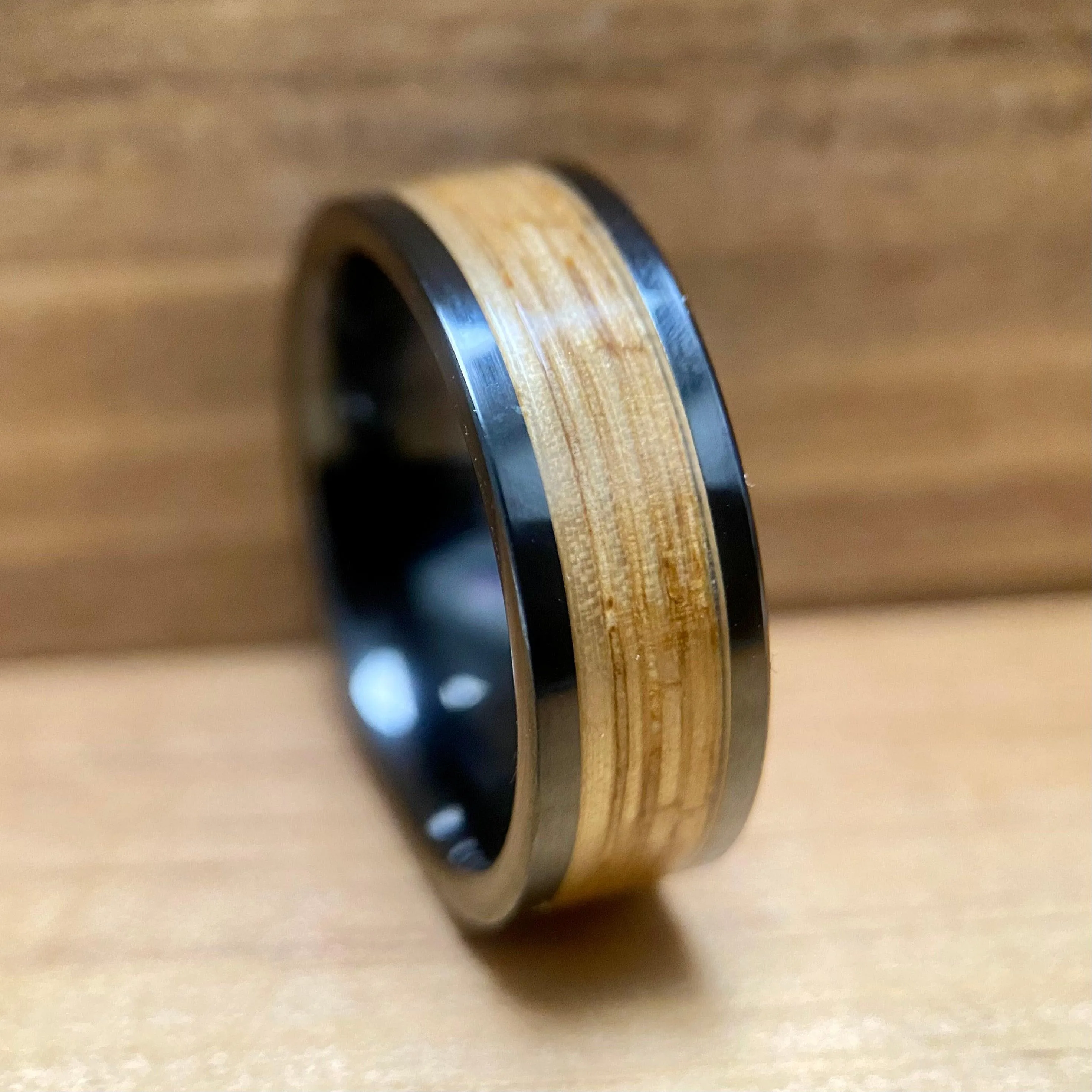 “Old Ironsides" 100% USA Made Black Ceramic Ring With Wood From USS Constitution Ship