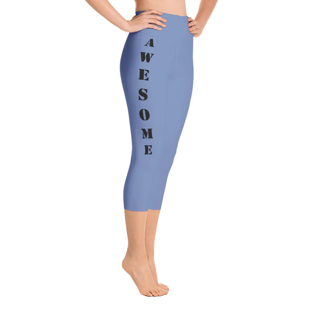 Our best viral leggings blue gray awesome goddess black letters