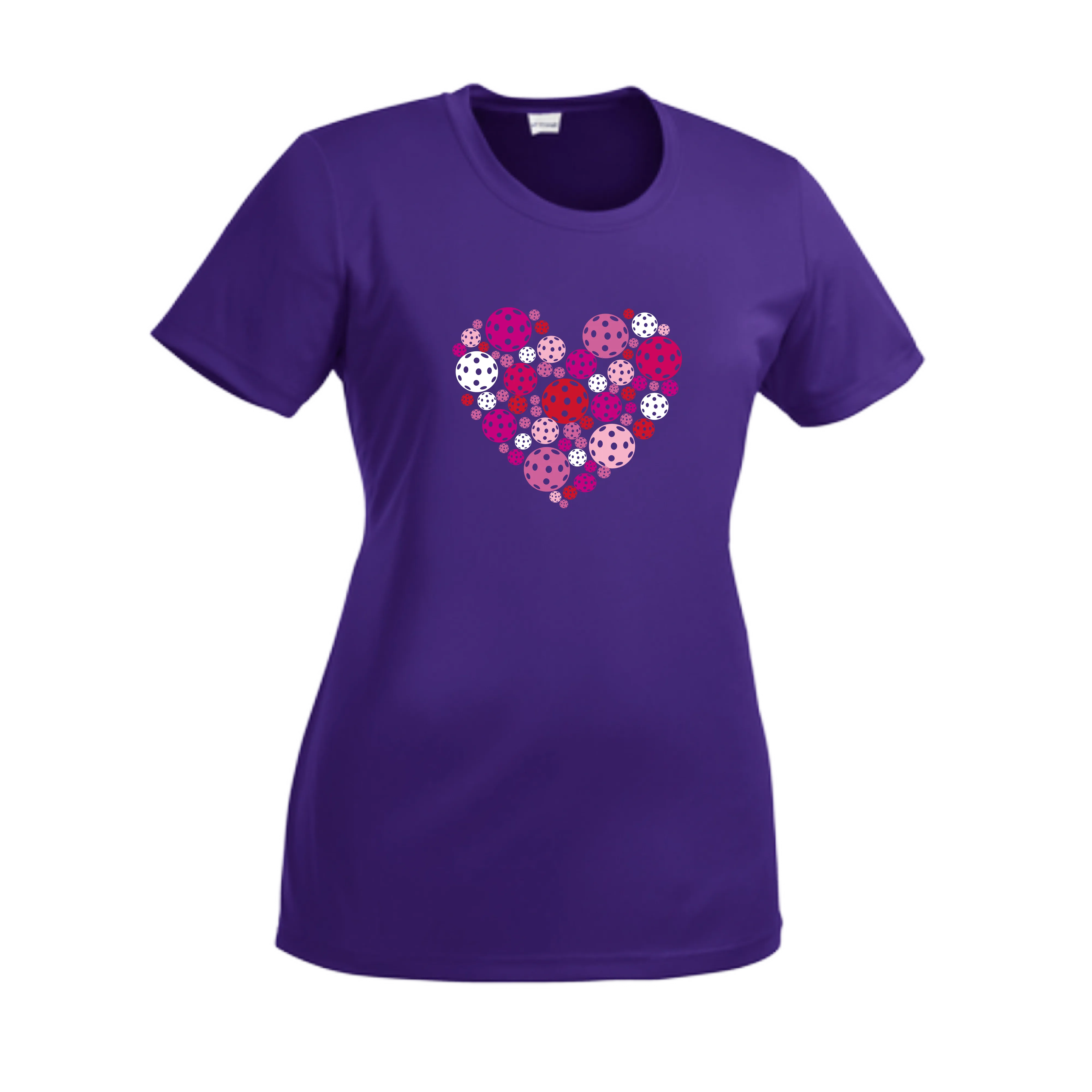 Pickleball Heart | Women’s Short Sleeve Crewneck Athletic Shirts | 100% Polyester