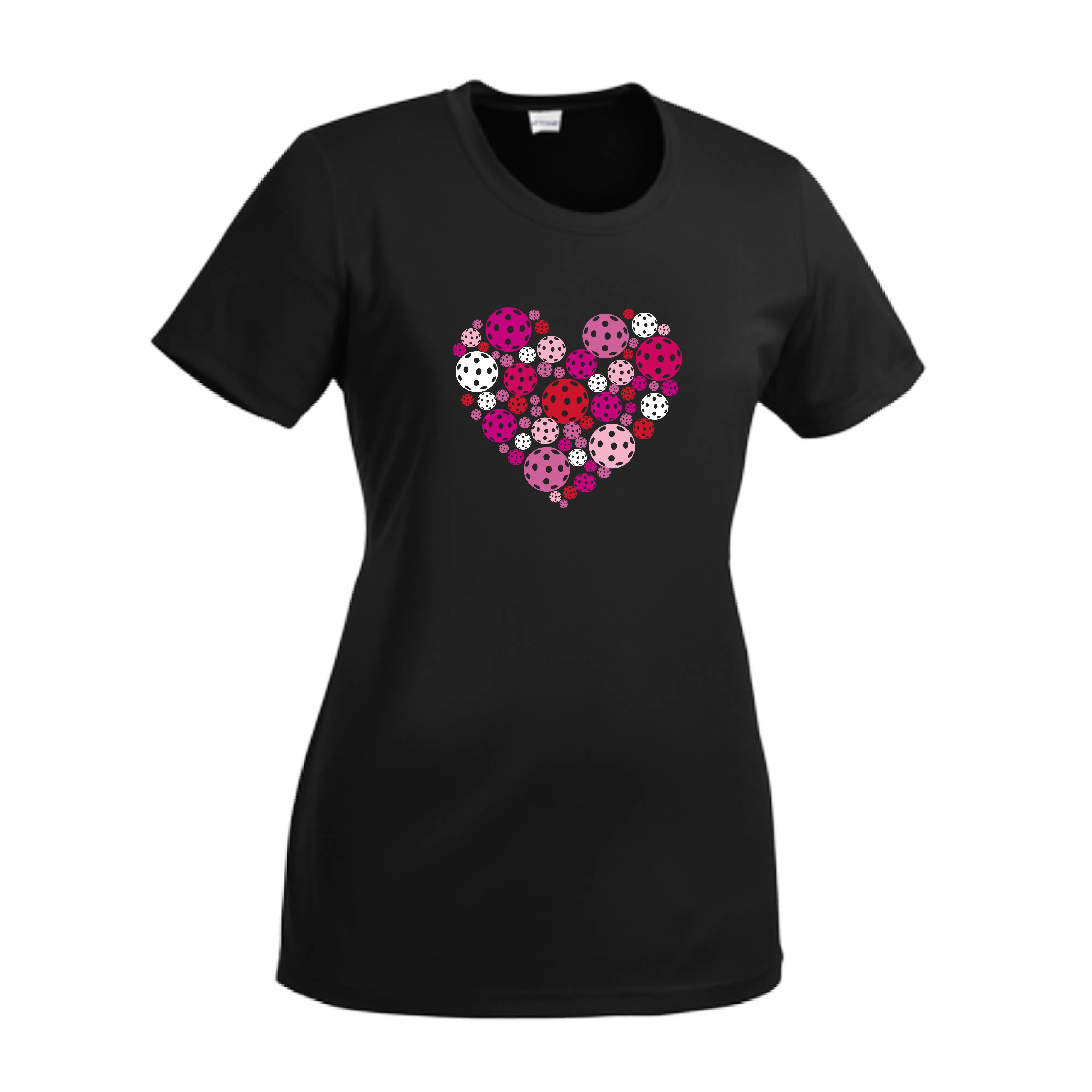 Pickleball Heart | Women’s Short Sleeve Crewneck Athletic Shirts | 100% Polyester