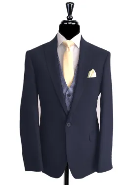 PIETRO SCARLATTI Navy/Blue Dot 3 Piece Suit