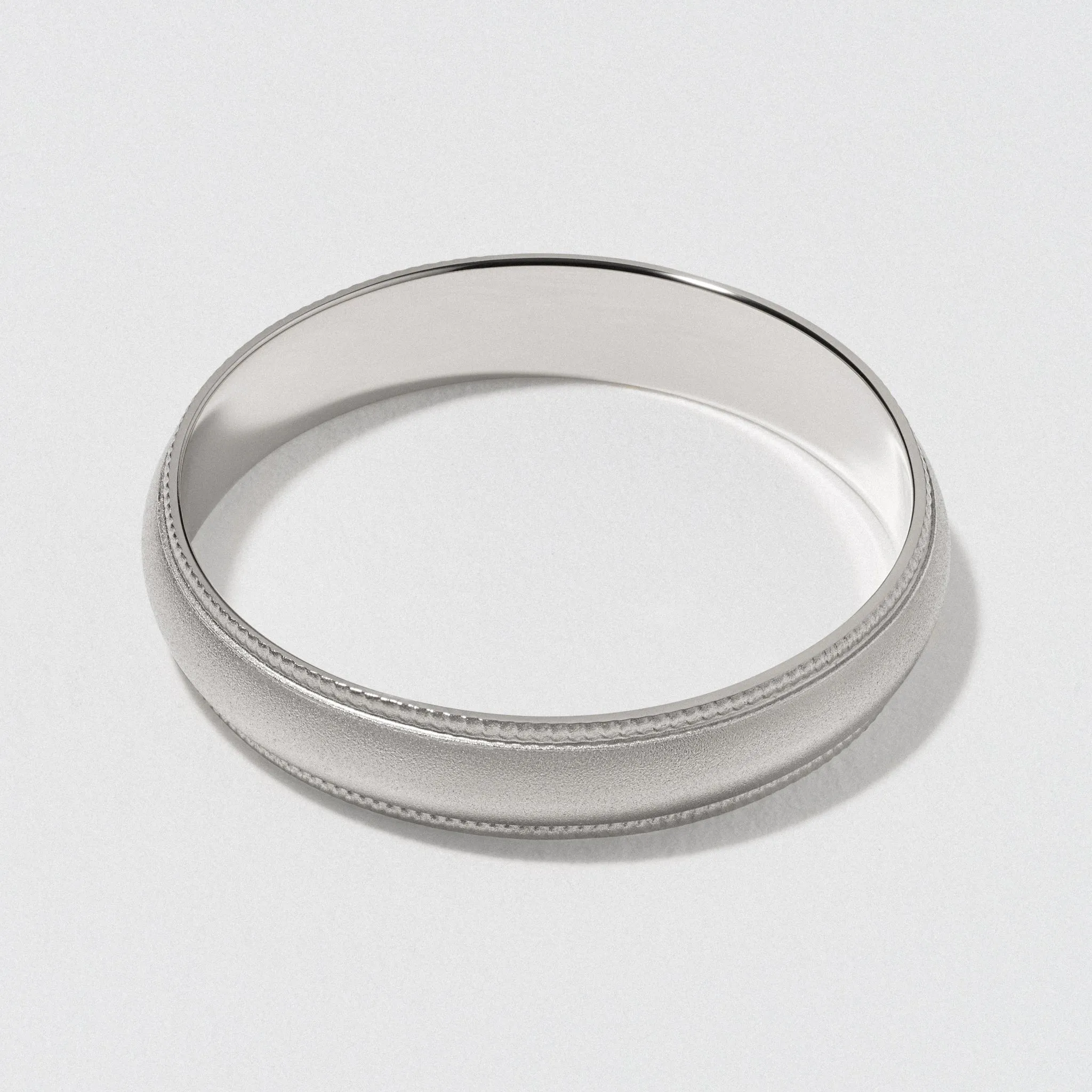 Platinum Classic Milgrain Wedding Band - Matte 4mm