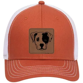 Puppy Dog Leatherette Patch 6 Panel Low Profile Mesh Back Trucker Hat - for Men and Women