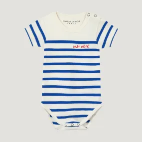 "Nuit D Été" Malo Short-Sleeved Onesie (Ivory Blue)