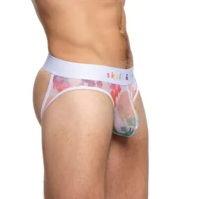 Rainbow Dutch Floral Mesh Y Jock White