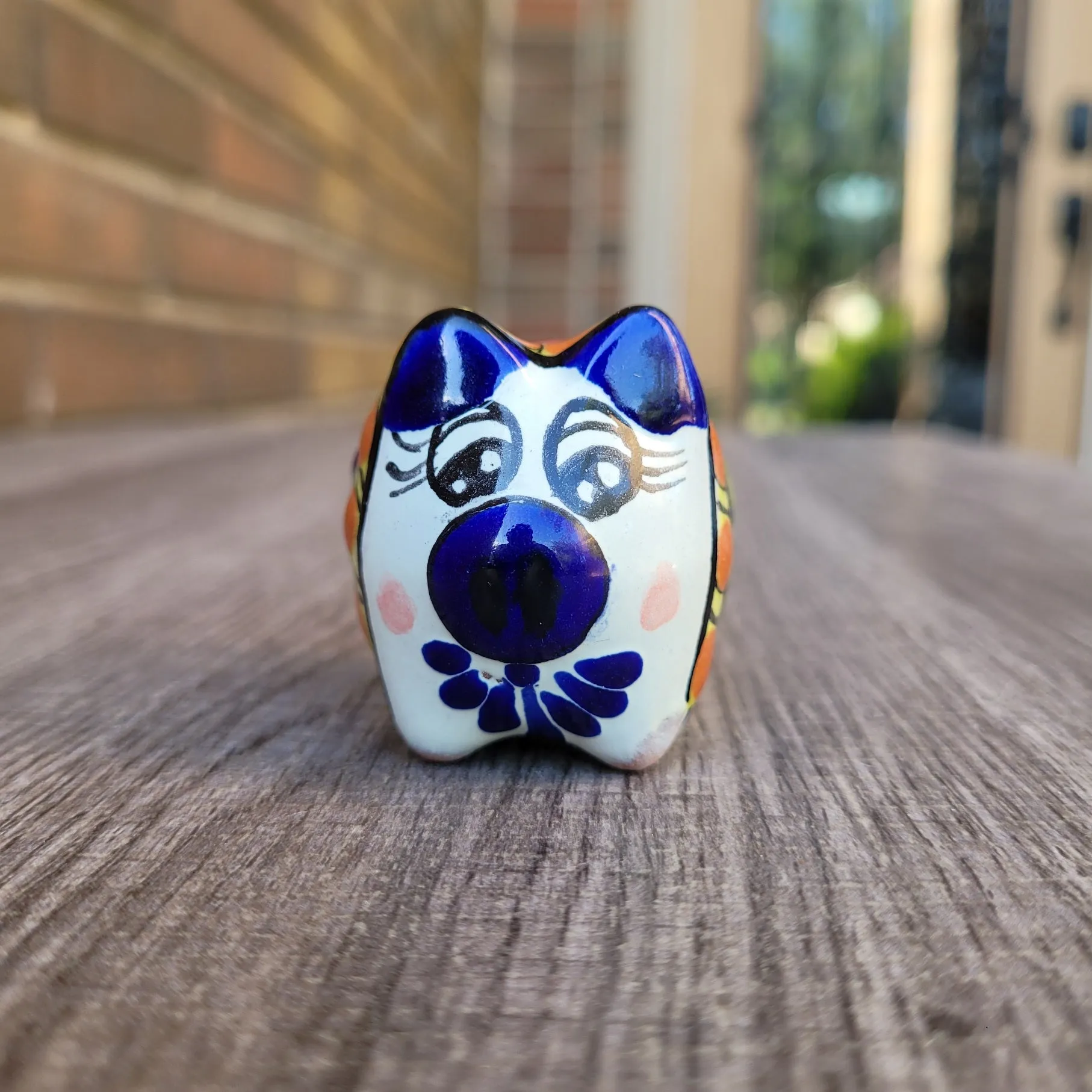 Red/blue Talavera piggy