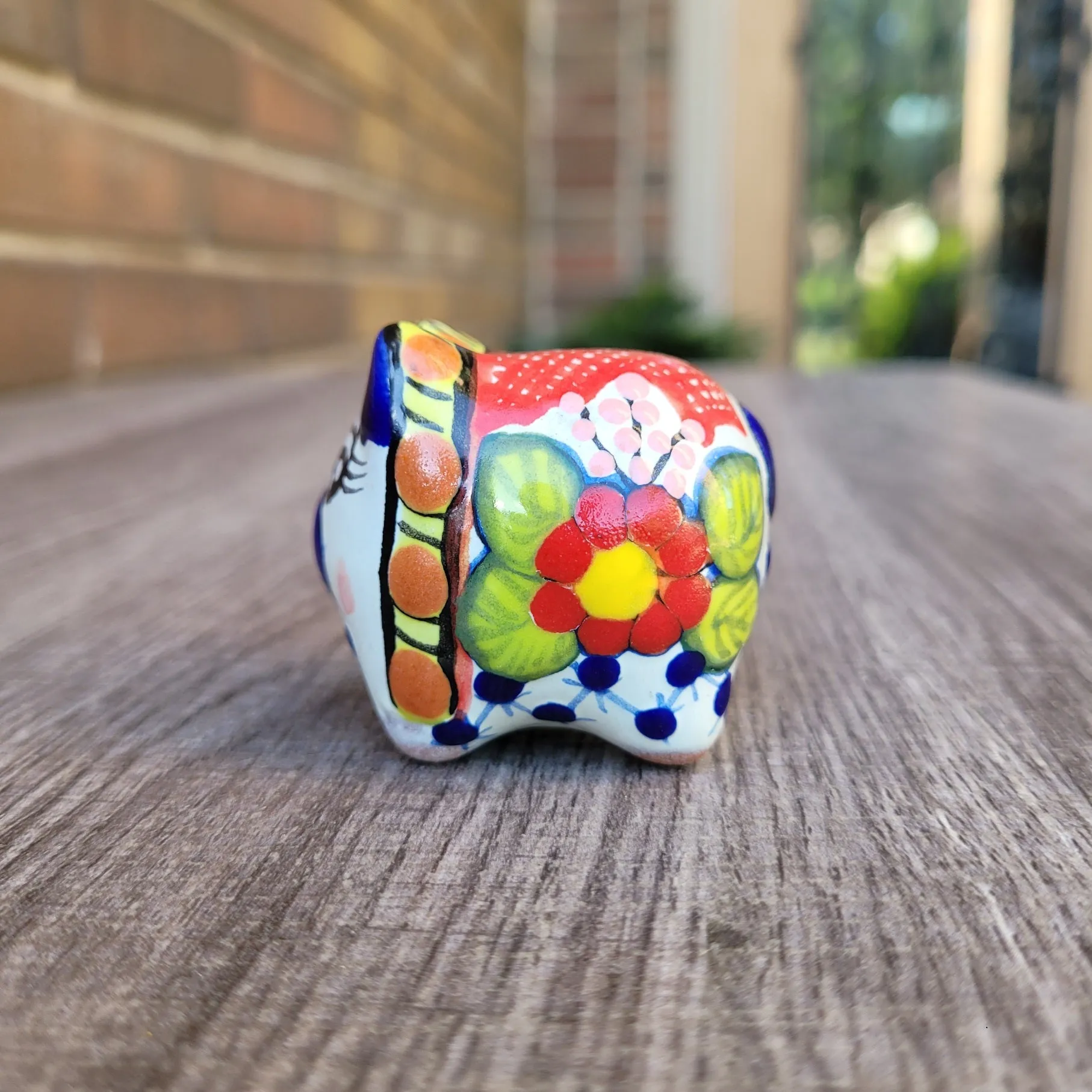 Red/blue Talavera piggy