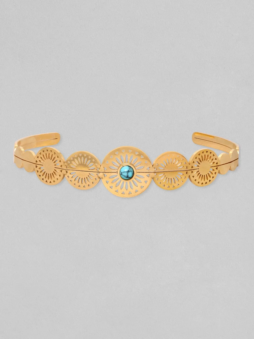 Rubans Voguish 18K Gold Plated Blue Zircons & Filigree Detail Waterproof Bracelet