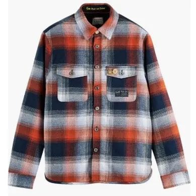 Scotch & Soda Teddy Lined Checked Overshirt (Blue Red Checked) 172898