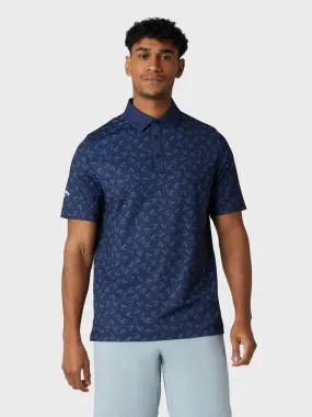 Short Sleeve Chev Trademark Print Polo Shirt In Peacoat