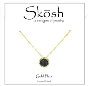 Skosh Antique Gold Round Druzy Necklace