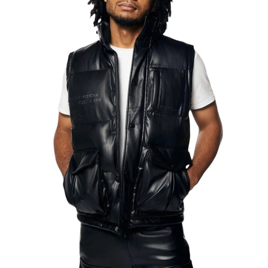 Smoke Rise Utility Vegan Leather Vest (Black) WV23685