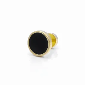 Stainless Steel Round Fake Plug with Black Center - Gold