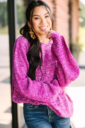 The Slouchy Magenta Pink Bubble Sleeve Sweater