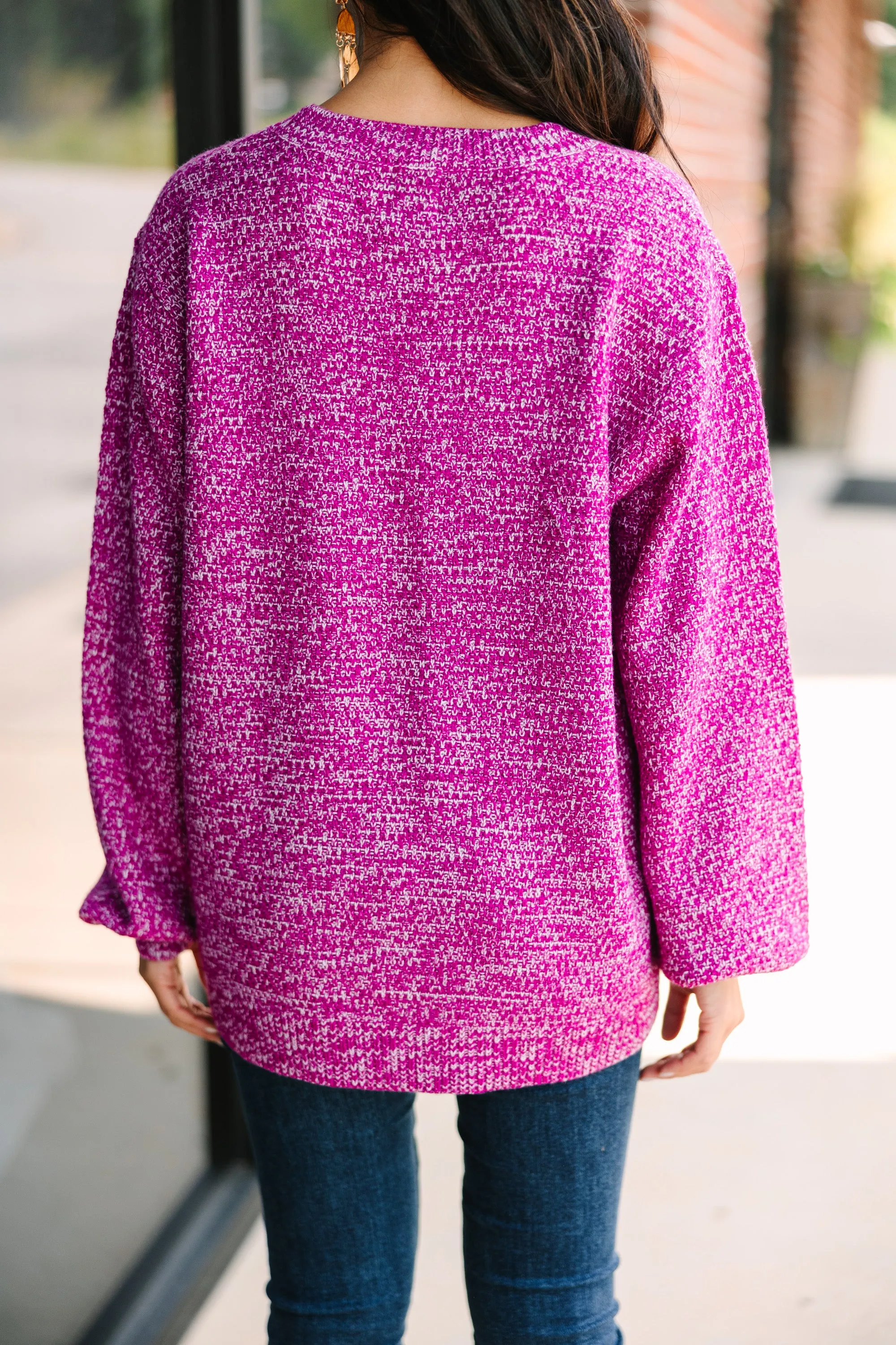 The Slouchy Magenta Pink Bubble Sleeve Sweater