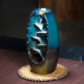 'The Waterfall' Ceramic Incense Holder - Blue