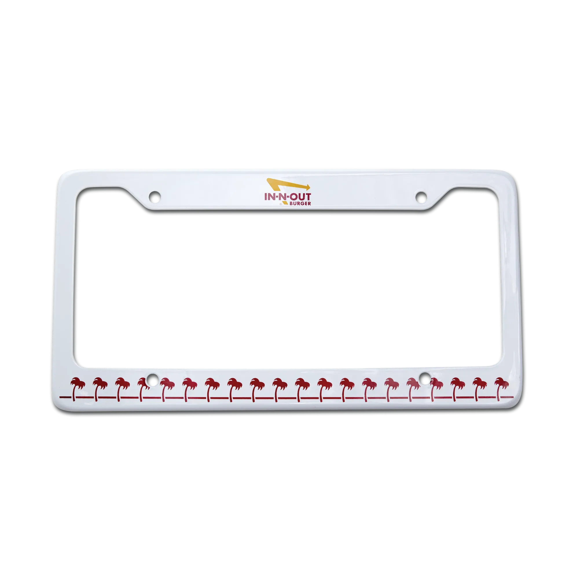 White & Red License Plate Frame