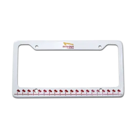 White & Red License Plate Frame