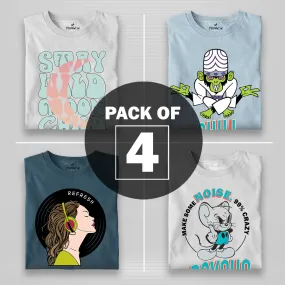 Women Graphic Half Sleeve T-Shirt Combo - Pack of 4